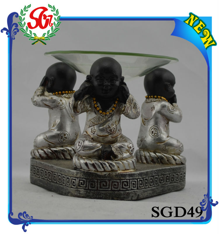SGD49 2015ホット販売製品小仏笑顔qute金属香りオイルバーナー-香炉問屋・仕入れ・卸・卸売り