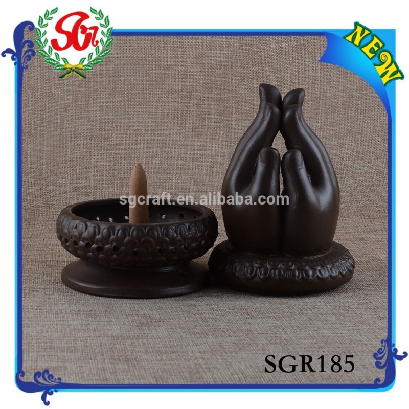 SGR185安い卸売宗教ブラウン仏手線香立て-香炉問屋・仕入れ・卸・卸売り