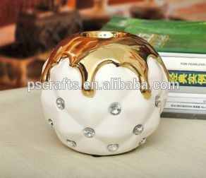 斬新なデザインセラミックキャンドルホルダーティーアクリルデザイン、 セラミック黄金色付ティーライトホルダー-キャンドルホルダー問屋・仕入れ・卸・卸売り