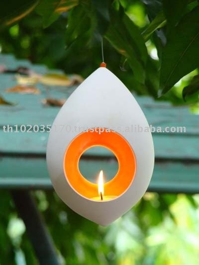 楕円形の形オレンジ掛かる陶磁器の蝋燭ホールダー-キャンドルホルダー問屋・仕入れ・卸・卸売り