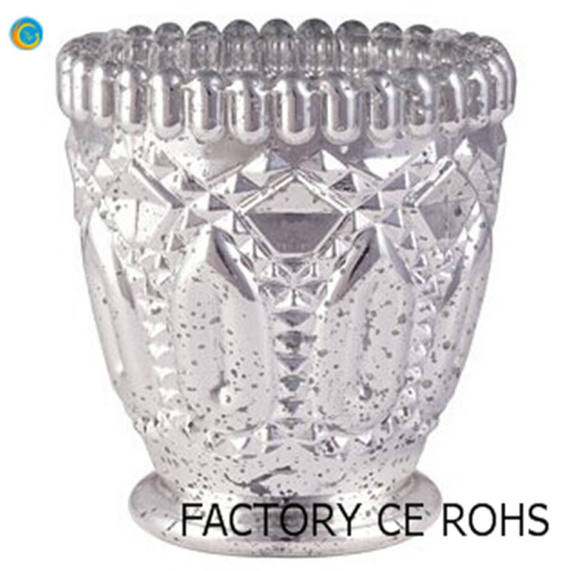 ダイヤモンドガラスのティーライトキャンドルホルダー- 銀100％自分で覆われ支払のための保護-キャンドルホルダー問屋・仕入れ・卸・卸売り