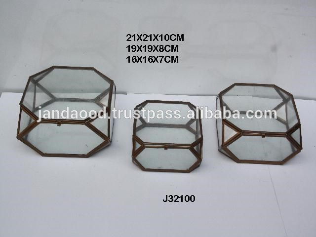 アンティーク真鍮とガラス箱で終了真鍮の正方形の形状とslanttingコーナー-キャンドルホルダー問屋・仕入れ・卸・卸売り