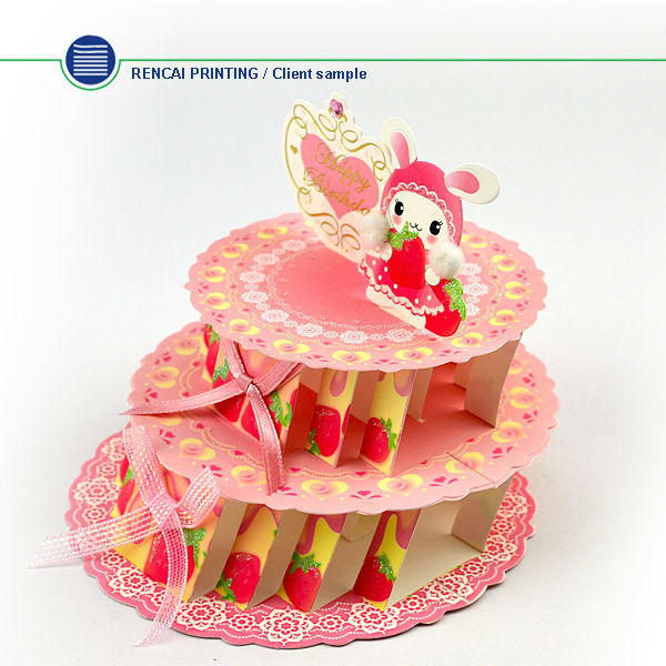 ファンシー3d2014年新リリースされた幸せな誕生日グリーティングカード-造花問屋・仕入れ・卸・卸売り