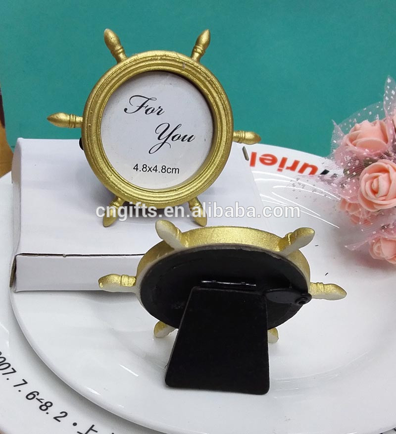 新しい到着ゴールド船ホイールフォトフレームホルダー/場所カードホルダー結婚式お土産ブライダルシャワー好意-フレーム問屋・仕入れ・卸・卸売り