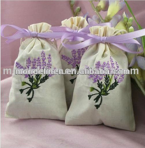 熱い販売のclasicall100％リネン刺繍付きラベンダーサシェの袋-造花問屋・仕入れ・卸・卸売り
