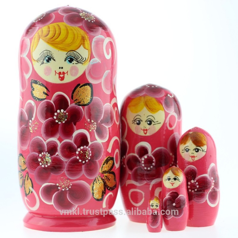 voznesenskaya入れ子人形マトリョーシカ、 5巣、 ロシアの木製入れ子人形、 ms0503vygo-民芸品問屋・仕入れ・卸・卸売り