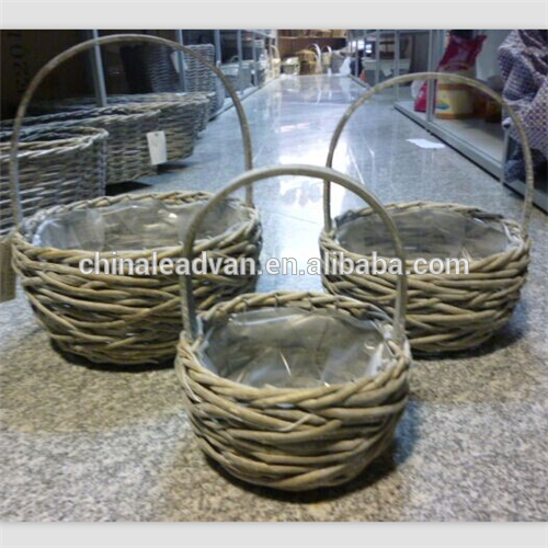 籐籐の巣形状ポリライニング付き花籠-ウエディングデコレーション、ギフト問屋・仕入れ・卸・卸売り