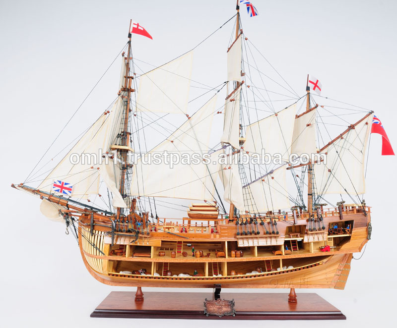 Hmsエンデバーオープン船体(l80)-ベトナム手作り木製模型船-木工芸品、ウッドクラフト問屋・仕入れ・卸・卸売り