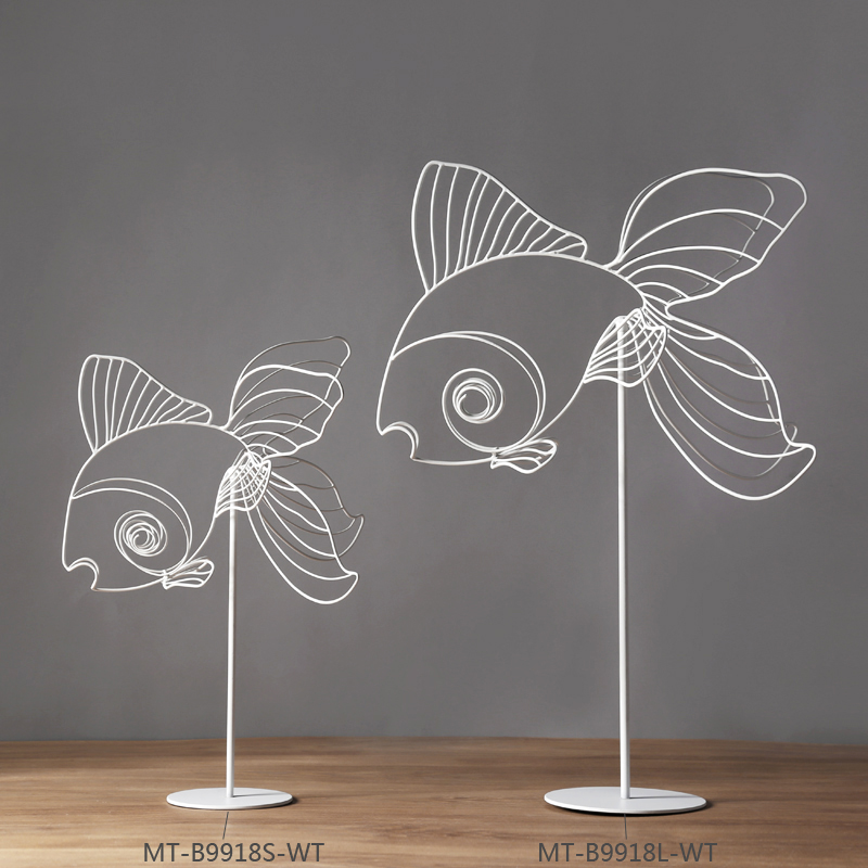 金属人造揺らす金魚飾り白-金属工芸品問屋・仕入れ・卸・卸売り