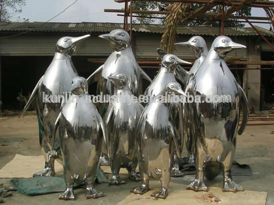 鏡面研磨ステンレス鋼316ペンギンペンギンの彫刻-金属工芸品問屋・仕入れ・卸・卸売り