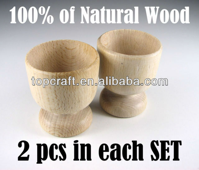 木製のセット2平野卵カップ、 100％の天然木、 飾るためのクラフト--木工芸品、ウッドクラフト問屋・仕入れ・卸・卸売り