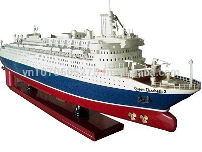 女王エリザベス2木材船モデル-芸術コレクター商品問屋・仕入れ・卸・卸売り