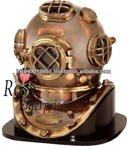 アンティーク航海マークvダイビング/ダイバーヘルメット付き木製ベースのホームインテリアダイバーヘルメット-金属工芸品問屋・仕入れ・卸・卸売り