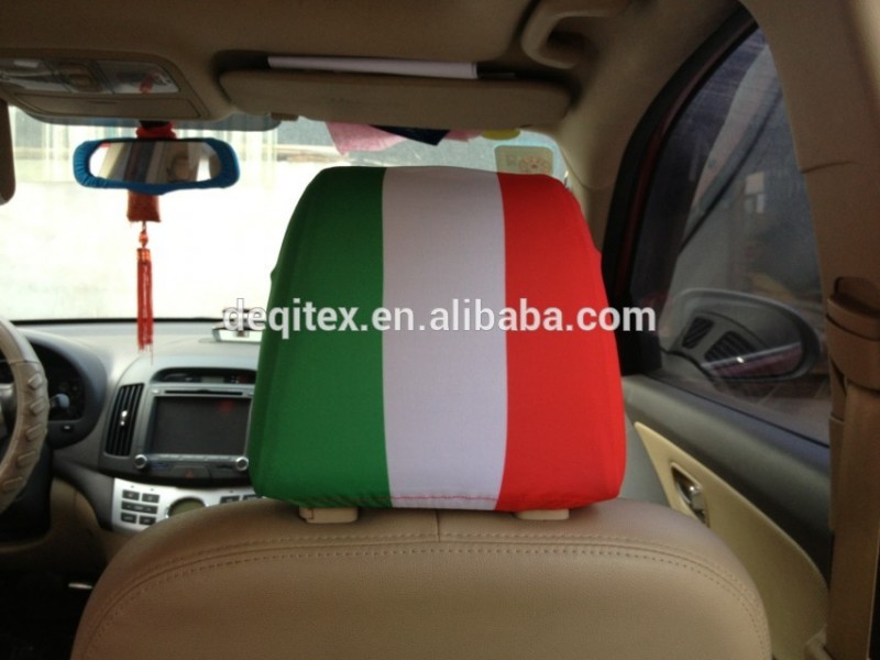 イタリア旗サッカーファン車のヘッドレストカバースパンデックスポリエステル編みシートカバー用カー-旗、バナー、およびアクセサリー問屋・仕入れ・卸・卸売り
