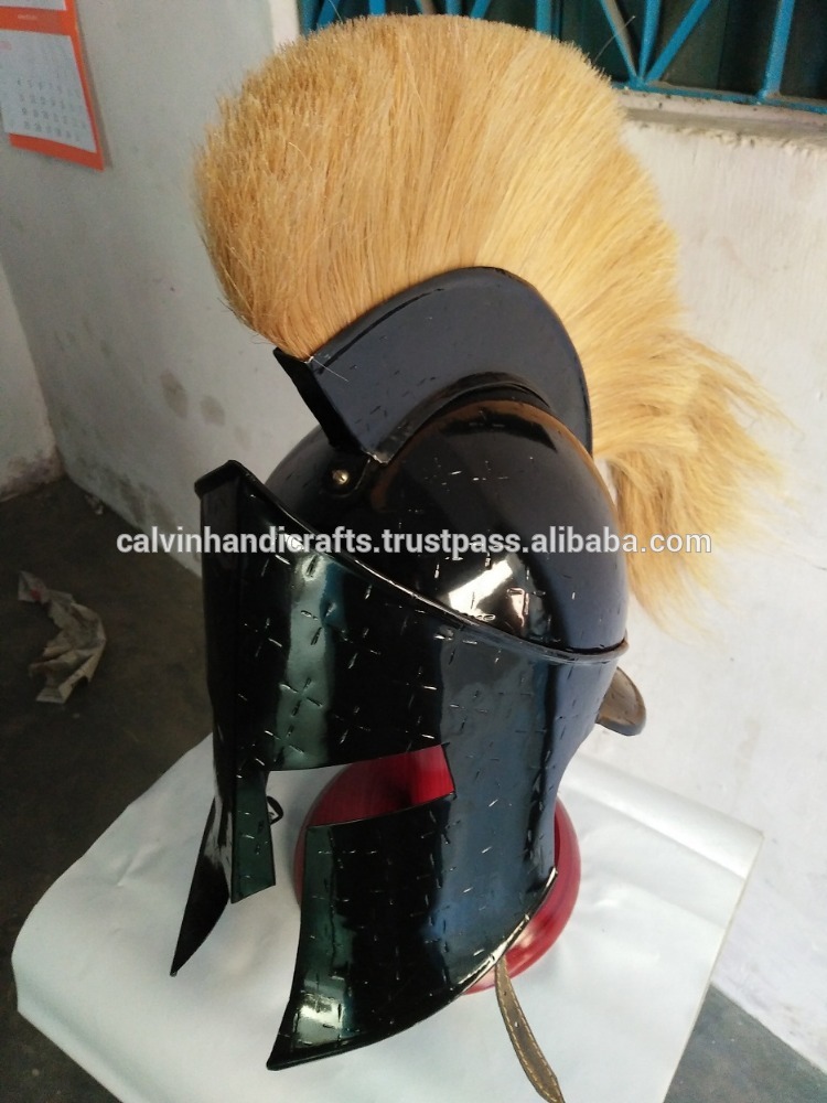 航海ローマ鎧ヘルメットで黄色プルームギリシャ鎧レプリカヘルメットNRH2006-芸術コレクター商品問屋・仕入れ・卸・卸売り