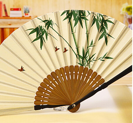 安い紙折り手のファン、 カスタム1- 側プリント竹の手のファン-プラスチック工芸品問屋・仕入れ・卸・卸売り