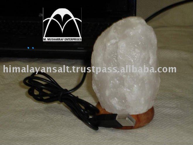 ヒマラヤ岩塩usb小さな自然な白のランプ-彫刻工芸品問屋・仕入れ・卸・卸売り