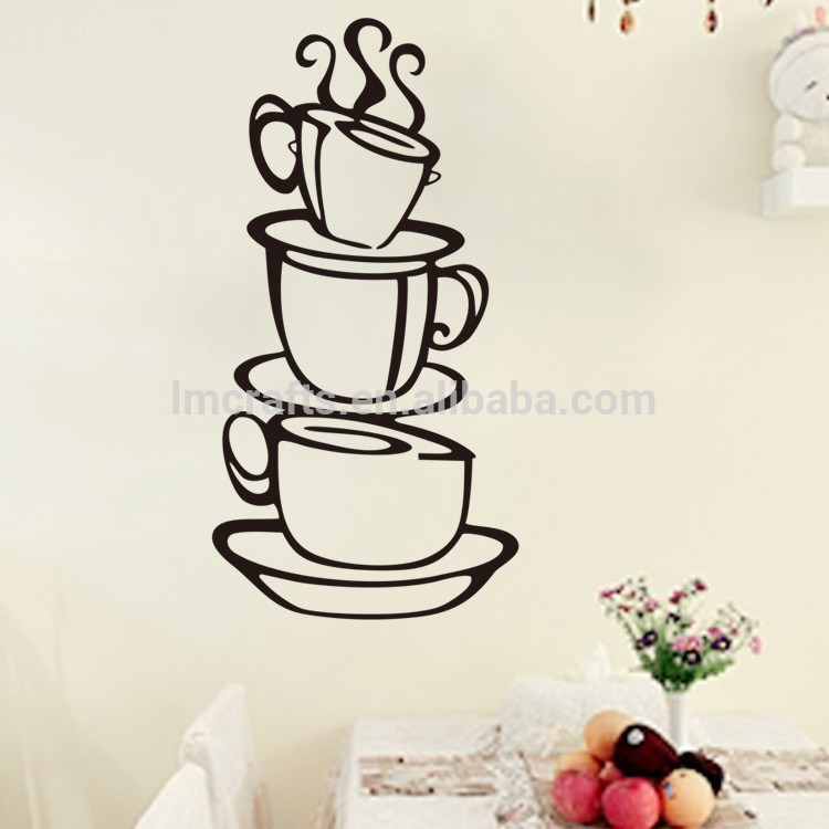 一杯飲みコーヒーショップの装飾壁用ステッカーホームキッチン室リムーバブルビニール壁アートdiyの装飾的なステッカー-ステッカー問屋・仕入れ・卸・卸売り