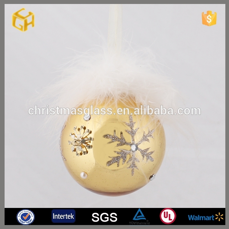 金の羽osse透明なガラスクリスマスボール-民芸品問屋・仕入れ・卸・卸売り