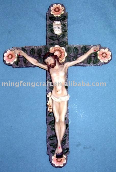 ポリレジンクロス十字架を持つクラフト人形の飾り-樹脂工芸品問屋・仕入れ・卸・卸売り
