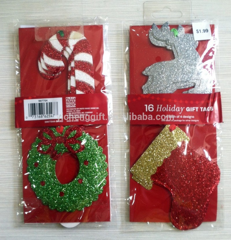 クリスマスの装飾カード祝賀グリッターステッカーカード-ステッカー問屋・仕入れ・卸・卸売り