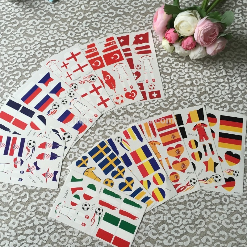 Oemの一時タトゥーステッカー旗サッカーcolorlulタトゥー用欧州サッカー選手権-ステッカー問屋・仕入れ・卸・卸売り