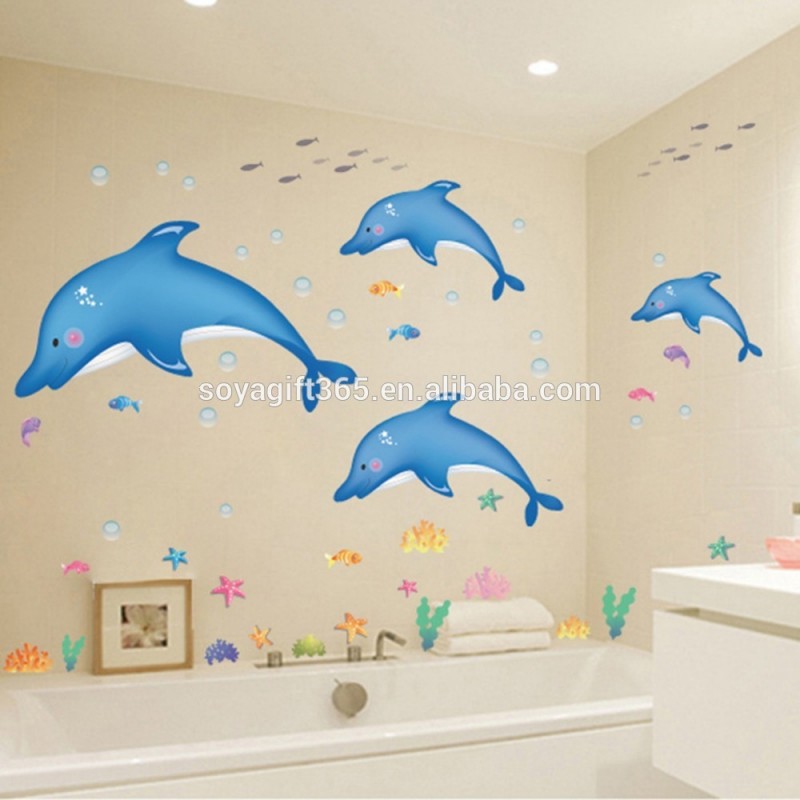 ・青いイルカの魚のバスルームの壁のステッカーの子供の保育室海海の装飾-ステッカー問屋・仕入れ・卸・卸売り