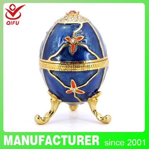 家の装飾のための金属製の宝石箱低価格ファベルジェの卵( qf4185)-金属工芸品問屋・仕入れ・卸・卸売り