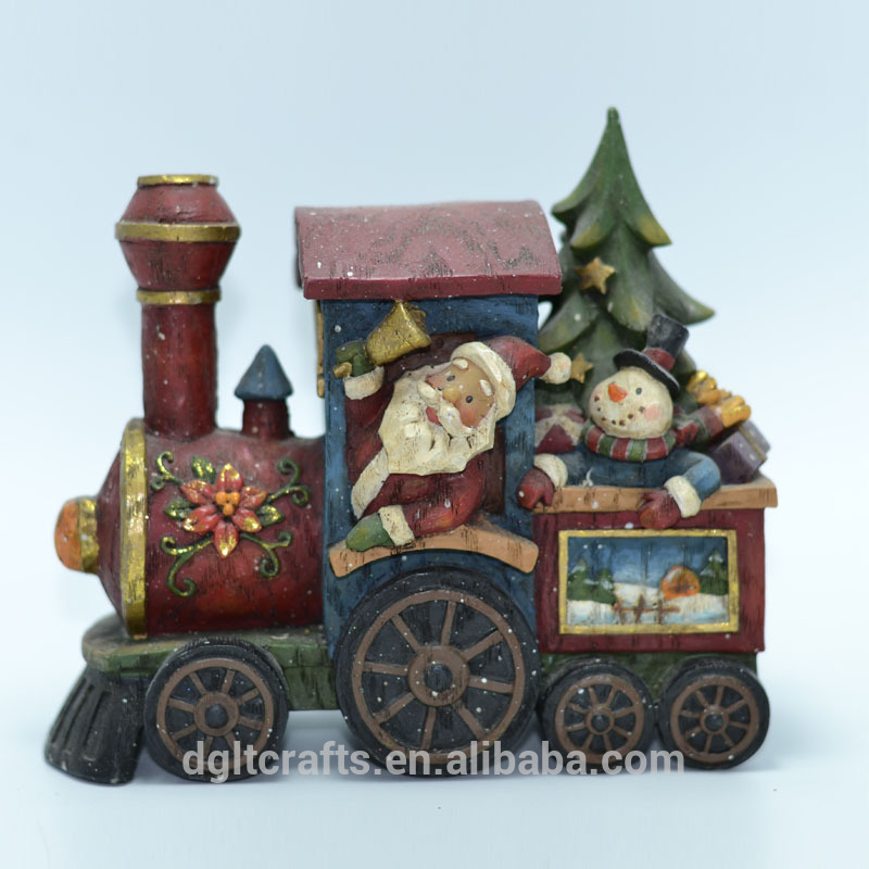 パーソナライズhotsaleバルクの置物ポリレジンクリスマスの列車の装飾-樹脂工芸品問屋・仕入れ・卸・卸売り