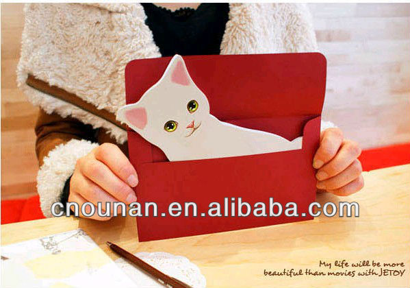 かわいいダイカットグリーティングカード誕生日猫の形のカード-紙工芸品、ペーパークラフト問屋・仕入れ・卸・卸売り