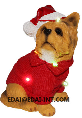 ライト付きポリ犬のクリスマスの装飾chiwawa、 ダックスフンド-樹脂工芸品問屋・仕入れ・卸・卸売り