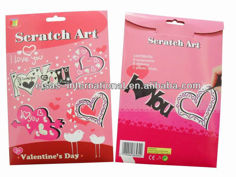 バレンタインデーのスクラッチアートデザイン、 バレンタインクラフト、 スクラッチカード-紙工芸品、ペーパークラフト問屋・仕入れ・卸・卸売り