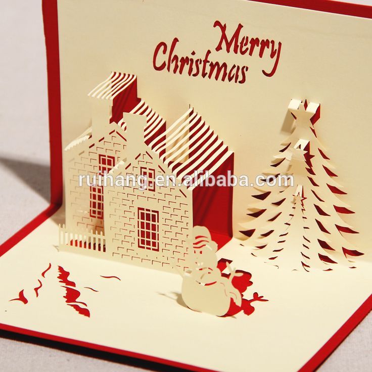 ペーパークラフト手作り3dポップアップクリスマスカードアップのエンベロープを持つカードグリーティング-紙工芸品、ペーパークラフト問屋・仕入れ・卸・卸売り