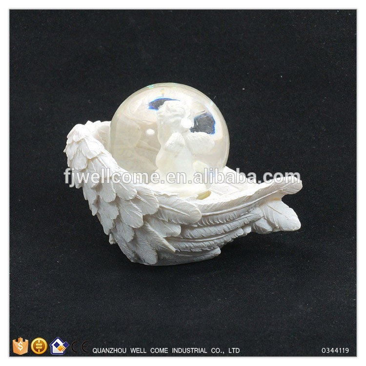 樹脂クリスマス天使スノードーム上エンジェルウイング-樹脂工芸品問屋・仕入れ・卸・卸売り