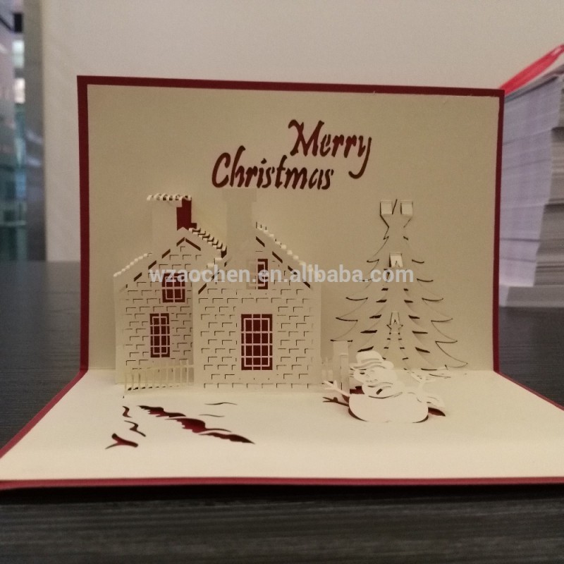 クリエイティブカスタムオーダーメイドの3dクリスマスハウス紙工芸カード用ギフト-造花問屋・仕入れ・卸・卸売り