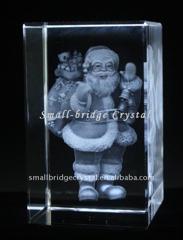 サンタクロース3dレーザー彫刻クリスタルギフトクリスマスのための-民芸品問屋・仕入れ・卸・卸売り