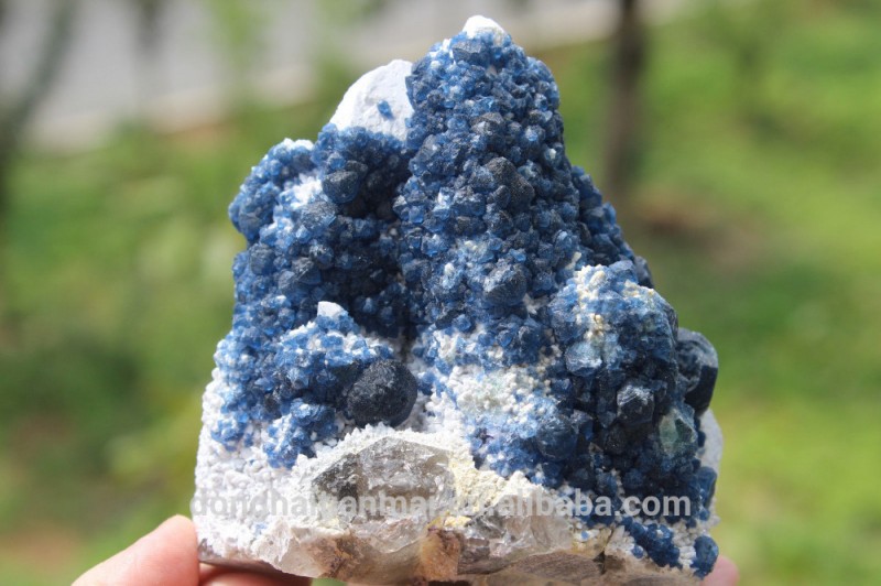 珍しい天然の青蛍石とクリスタルsymbionts鉱物標本-アンティーク、イミテーション工芸品問屋・仕入れ・卸・卸売り