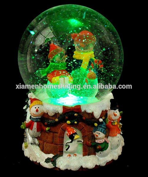 鮮やかなクリスマスまでクリスマス雪音楽の雪だるまの光ガラス玉-樹脂工芸品問屋・仕入れ・卸・卸売り