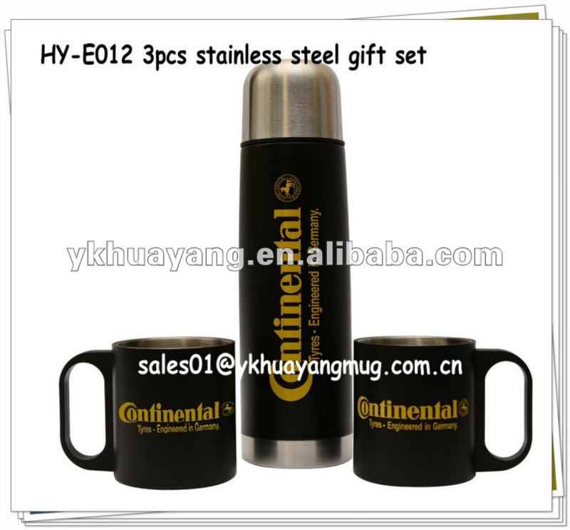 ステンレス鋼プロモーションギフトのロゴの付いた項目設計( hy- e012500mlflask+220ml真空コーヒーマグ)-ギフトセット問屋・仕入れ・卸・卸売り