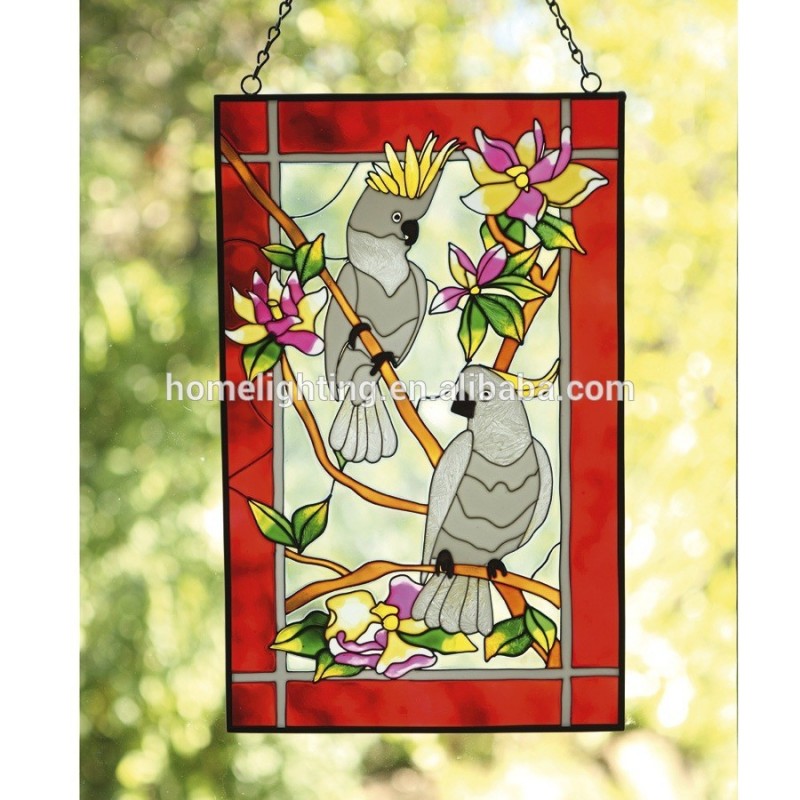おうむtf-208ステンドグラスの窓ガラスのsuncatcher-ガラス製品問屋・仕入れ・卸・卸売り
