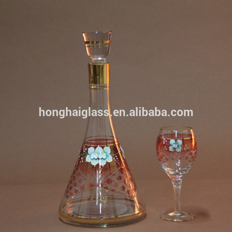 吹きワイングラス/手作り金はワイングラスを描いたギフトのボトルセット-ガラス製品問屋・仕入れ・卸・卸売り