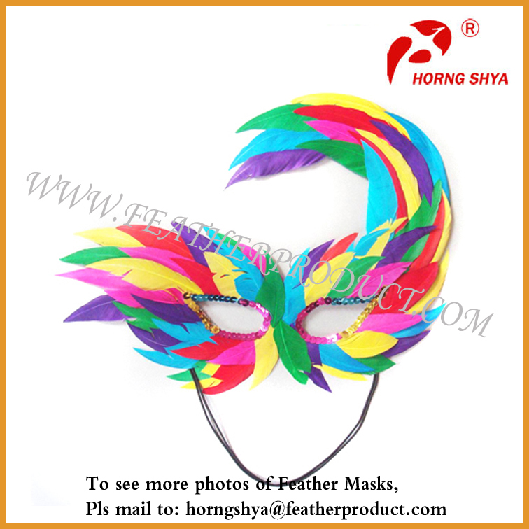 異なる色の羽のマスクの装飾-パーティーマスク、仮面問屋・仕入れ・卸・卸売り