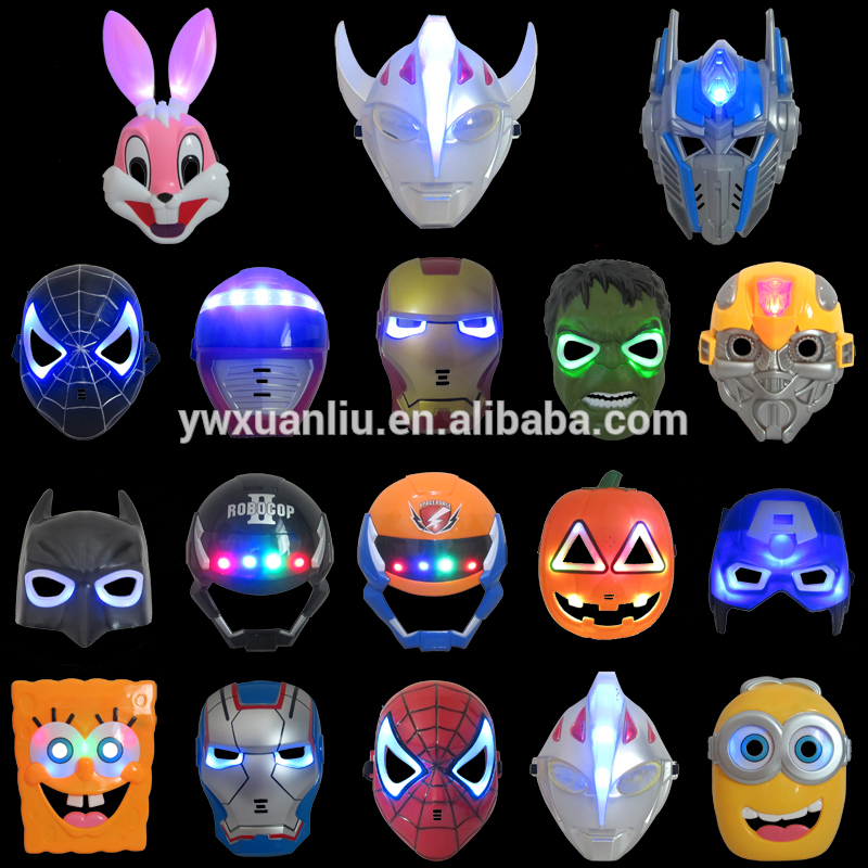 混合されたデザインは、 ledライトpvcマスク、 ハロウィンカーニバルパーティーマスク、 子供のためのled仮面舞踏会マスク-パーティーマスク、仮面問屋・仕入れ・卸・卸売り