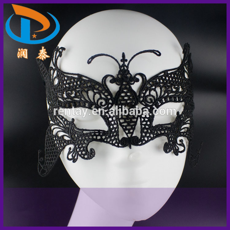 新しいデザインハーフフェイス黒蝶レースマスクは女性セクシーなパーティー-パーティーマスク、仮面問屋・仕入れ・卸・卸売り