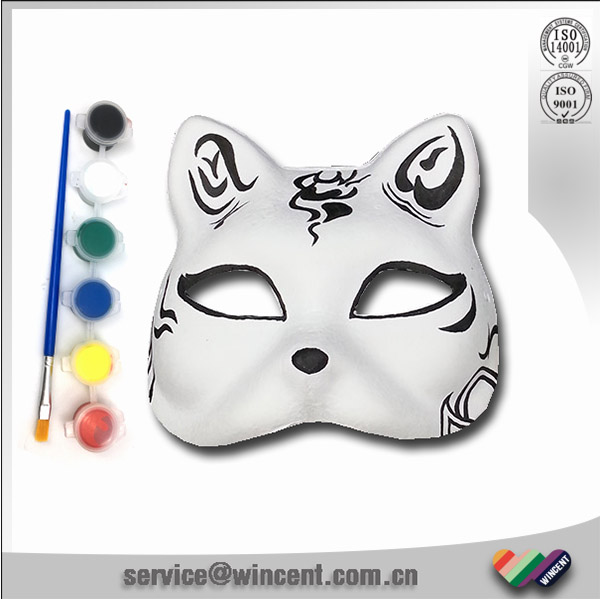 空白の白フェイスマスクdiyの紙の動物-パーティーマスク、仮面問屋・仕入れ・卸・卸売り