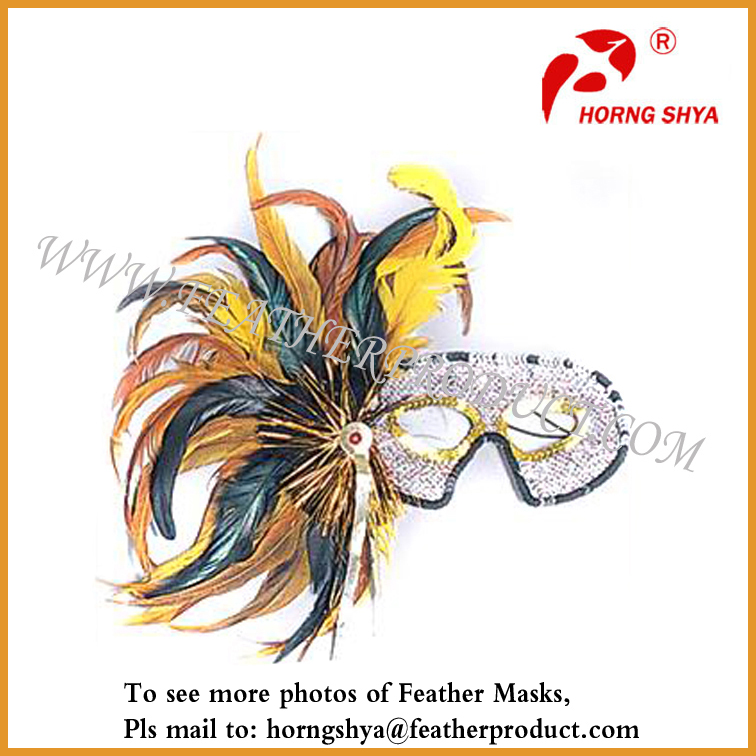 カラフルな羽のマルディグラのマスク-パーティーマスク、仮面問屋・仕入れ・卸・卸売り