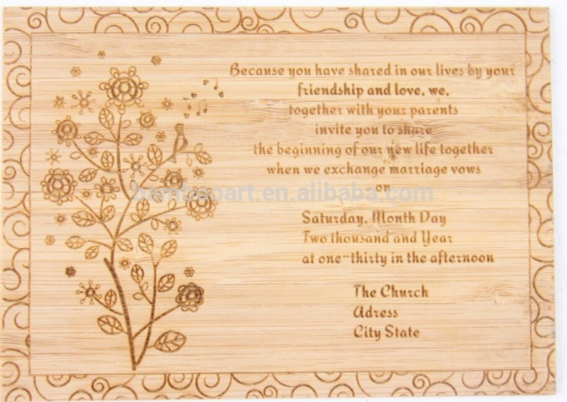ファンシー結婚式の招待カード2015レーザーカット竹-その他イベント、パーティー用品問屋・仕入れ・卸・卸売り