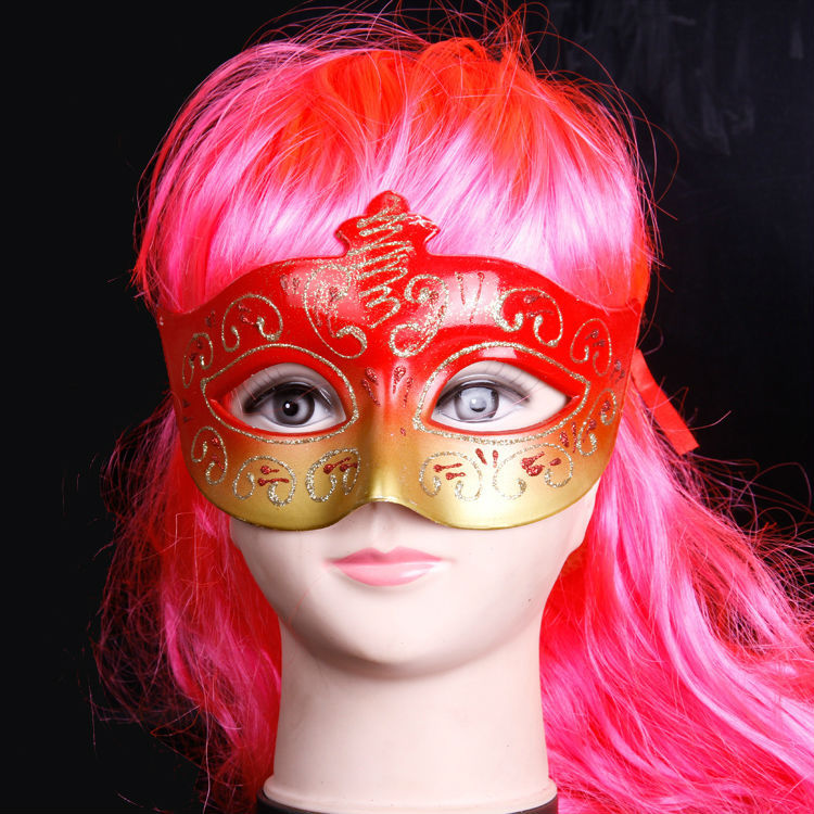 完璧な!!! ファッション面白いハーフフェイス金パーティーマスク仮面舞踏会のマスク-パーティーマスク、仮面問屋・仕入れ・卸・卸売り