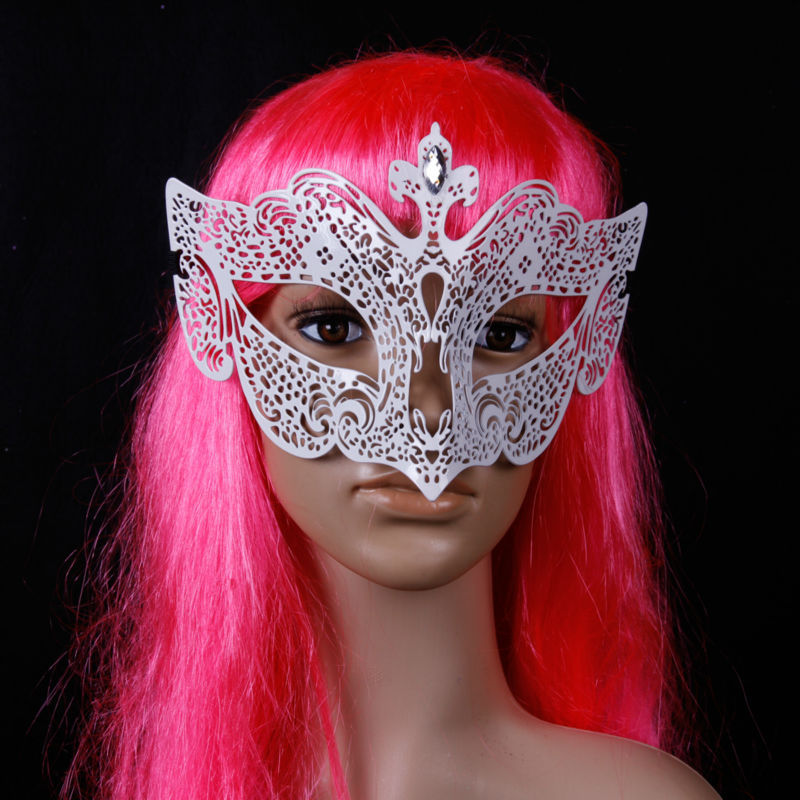 卸売の高級熱い販売ホワイトメタルラインストーン付きレーザーカット仮面舞踏会マスク-パーティーマスク、仮面問屋・仕入れ・卸・卸売り