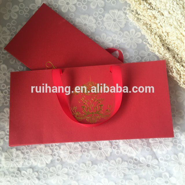 お祝いの赤いハードカバー結婚式招待状でギフトハンドバッグ-造花問屋・仕入れ・卸・卸売り